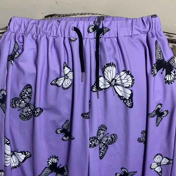 Shein Butterfly Print Drawstring Hem Sports Pants - Picture 4 of 6
